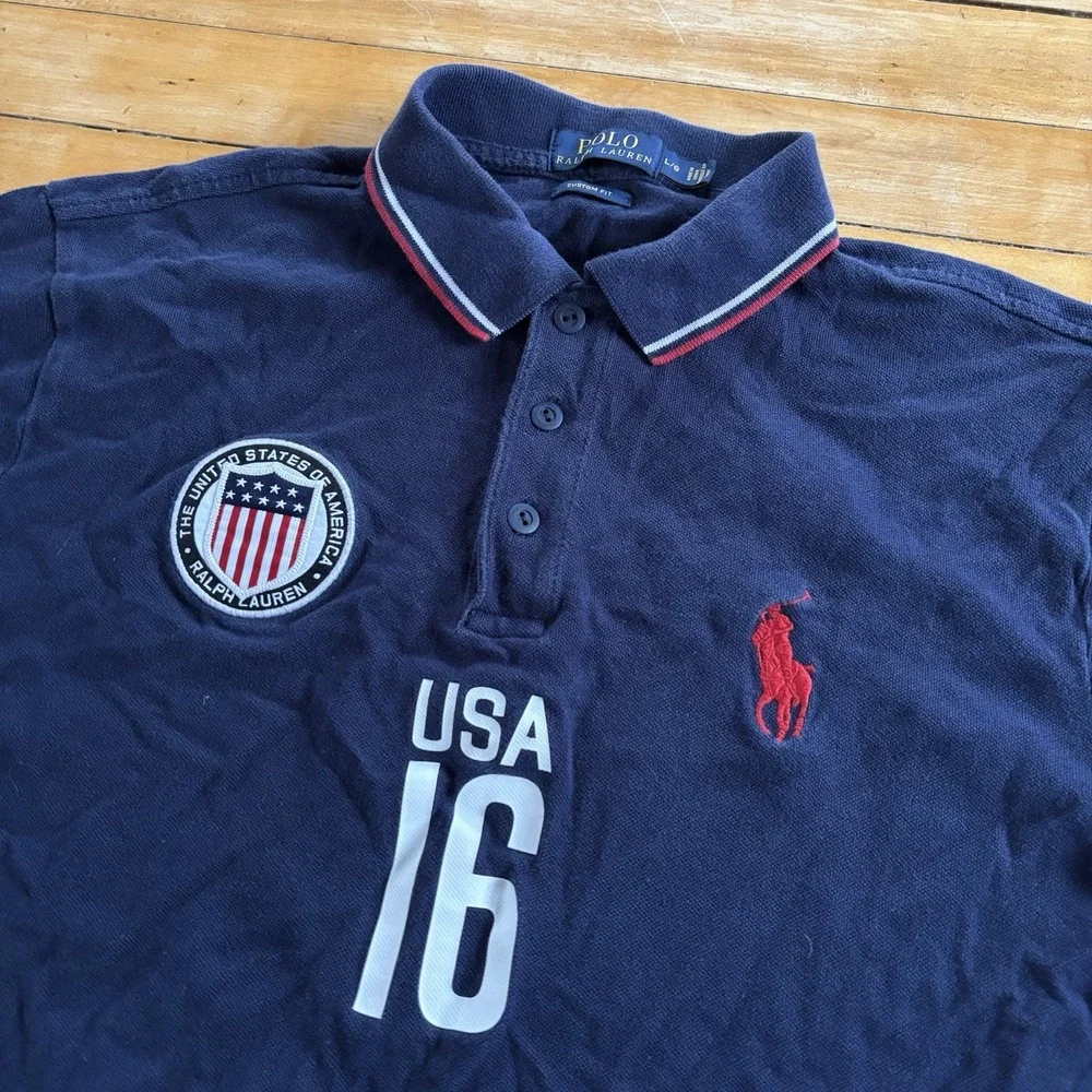 Polo Ralph Lauren Team USA Rugby Polo Shirt Adult L Navy Blue 2016 Olympics